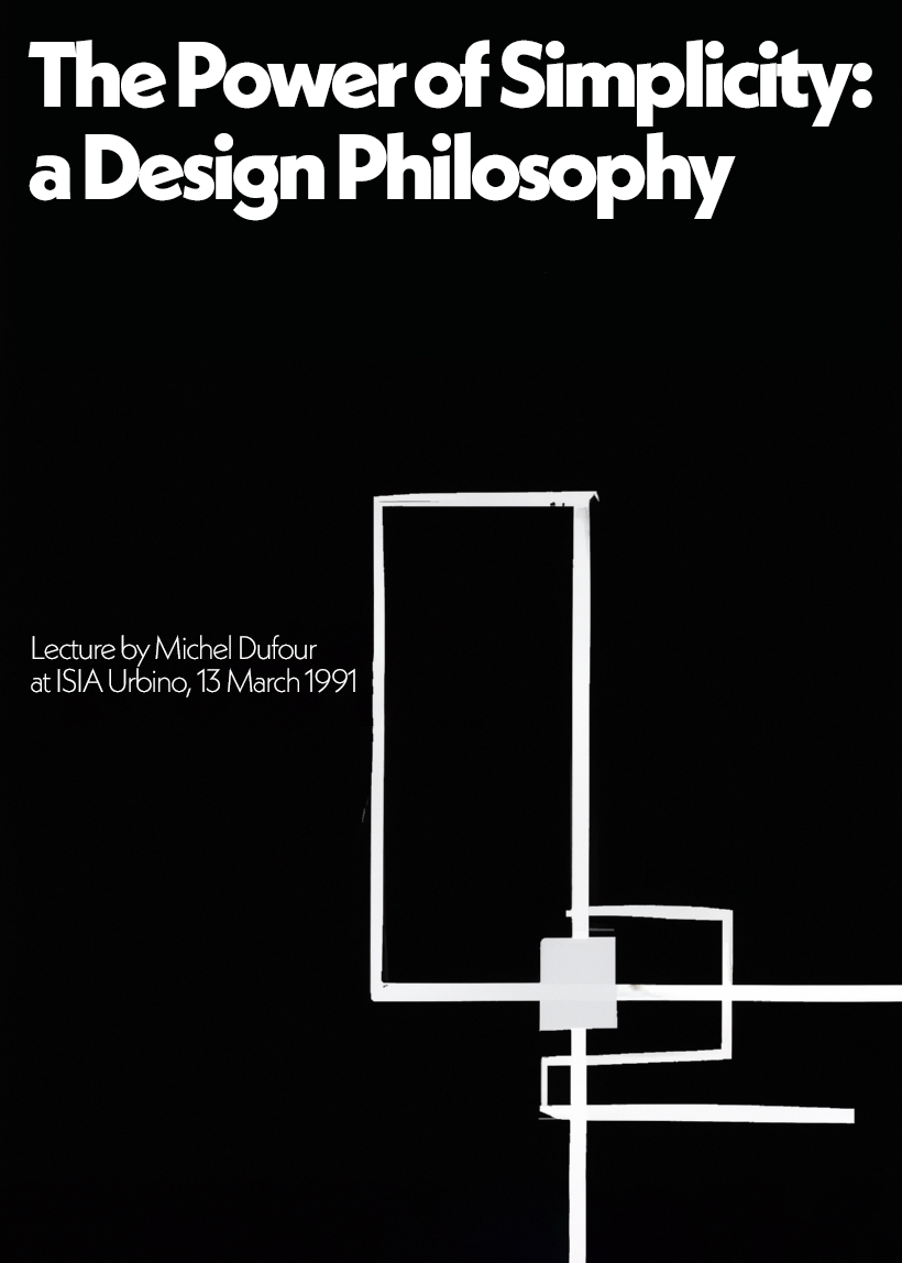 Michel Dufour’s poster for his lecture held at ISIA Urbino, 1991.